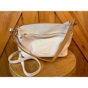 DIVINA FIRENZE Italy Lilla Cream Honey Pebbled Leather Crossbody Shoulder Purse